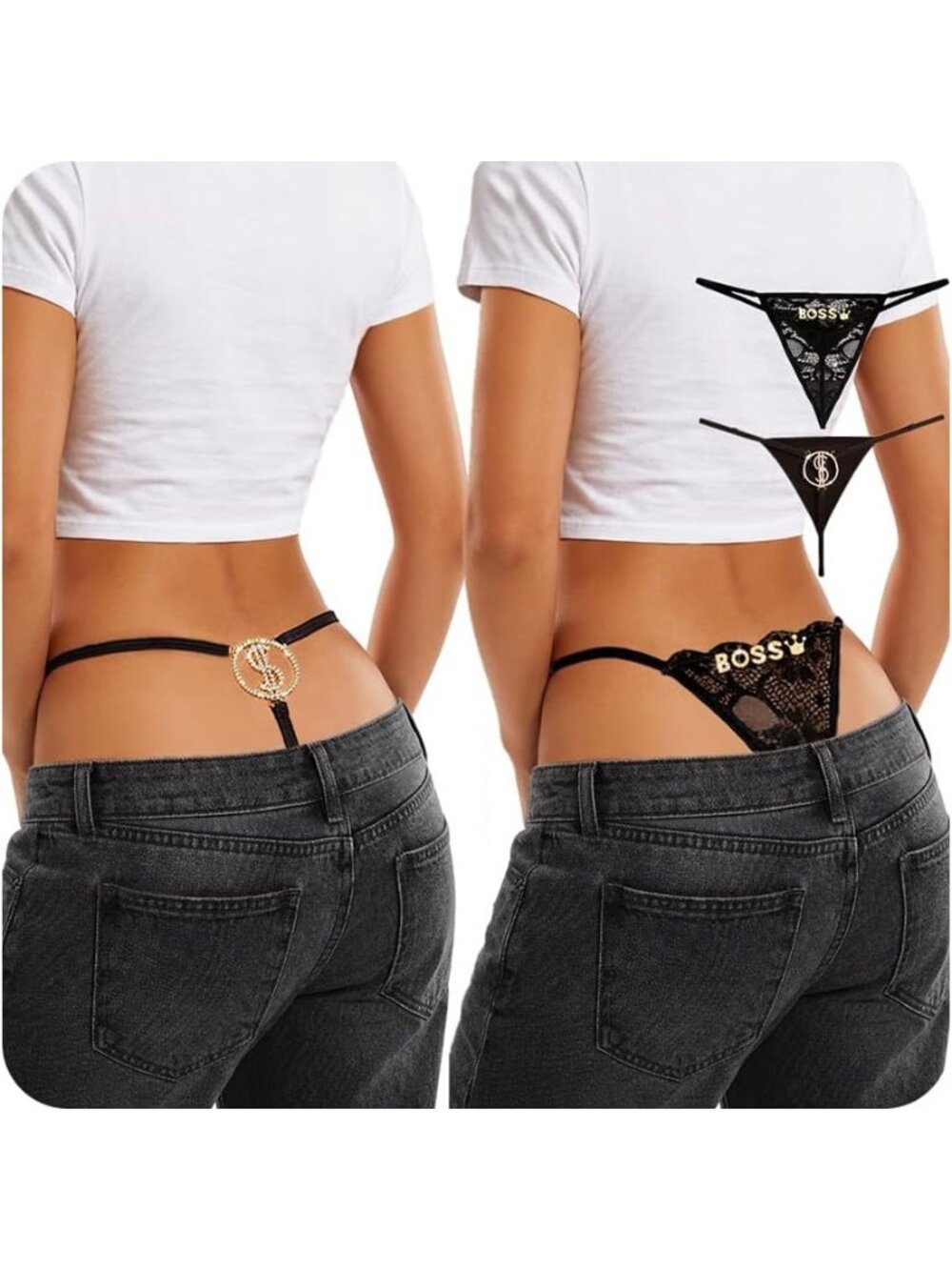 Women's Silver Bling Butterfly & Chme Adjustable Sexy Underwear Panties